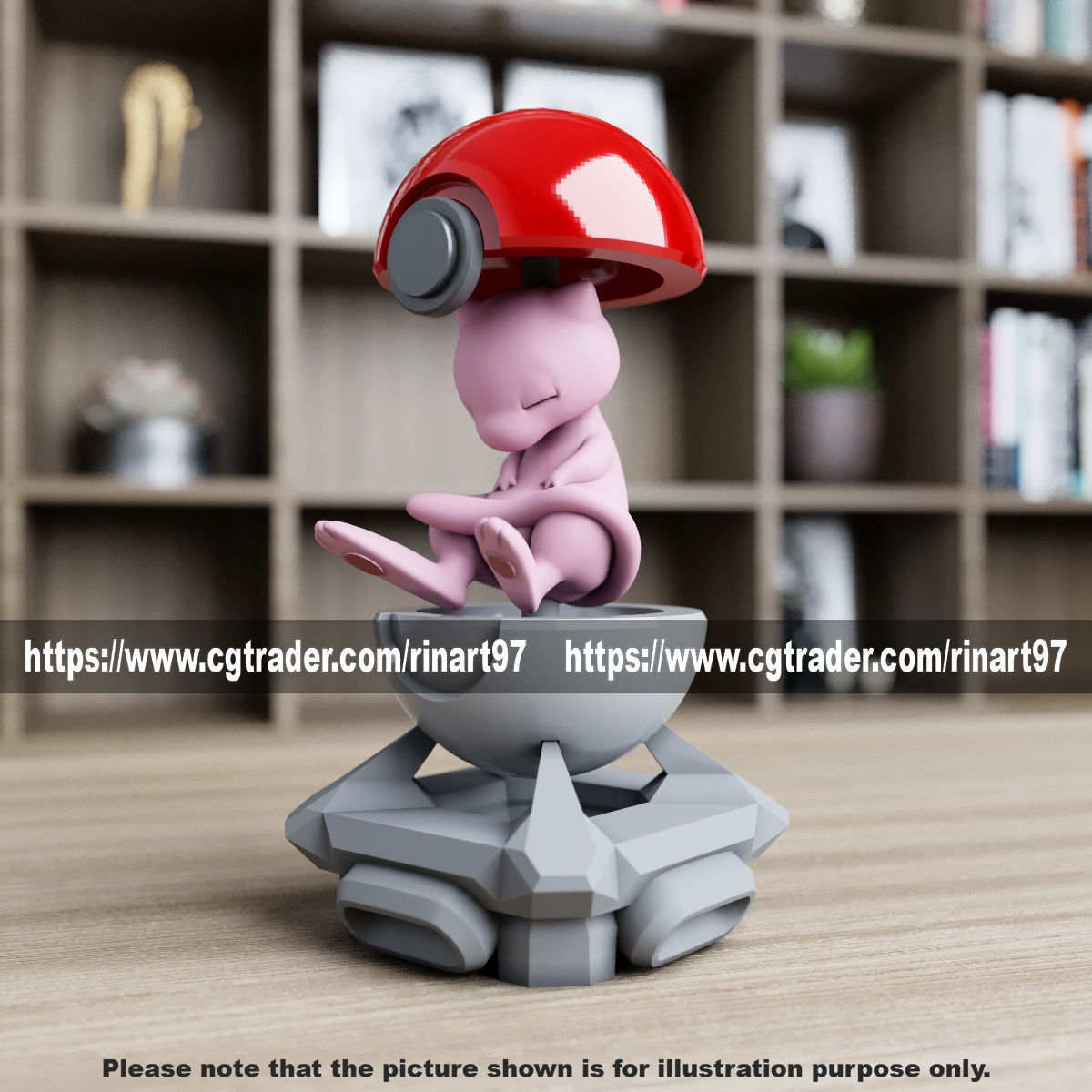 mew in the pokeball from pokemon 3D print model_6