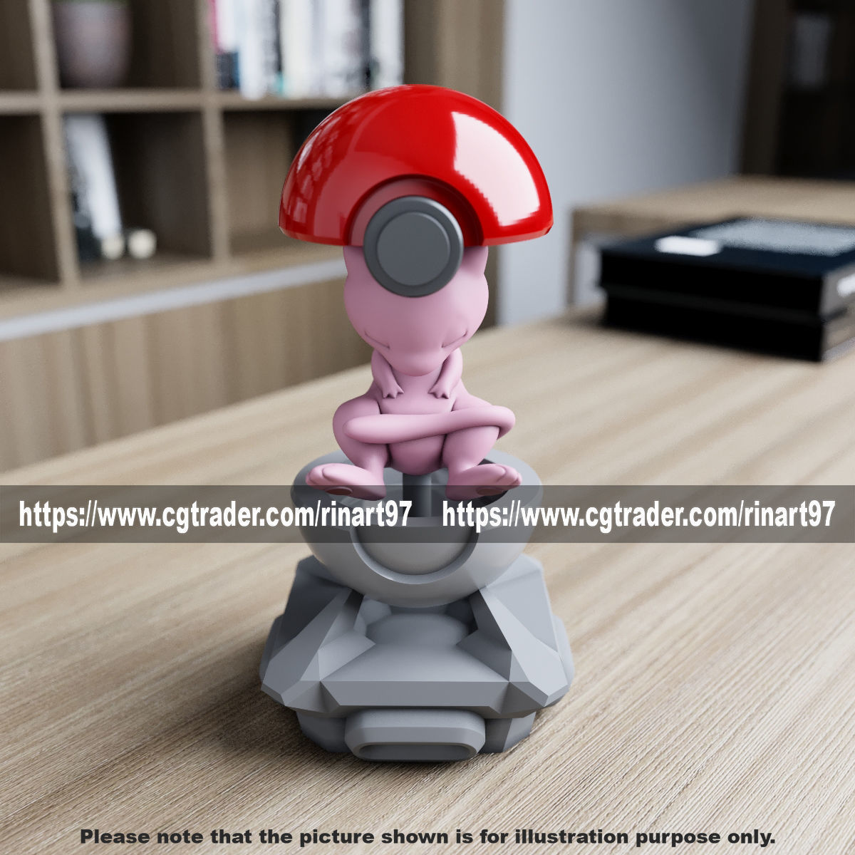 mew in the pokeball from pokemon 3D print model_9