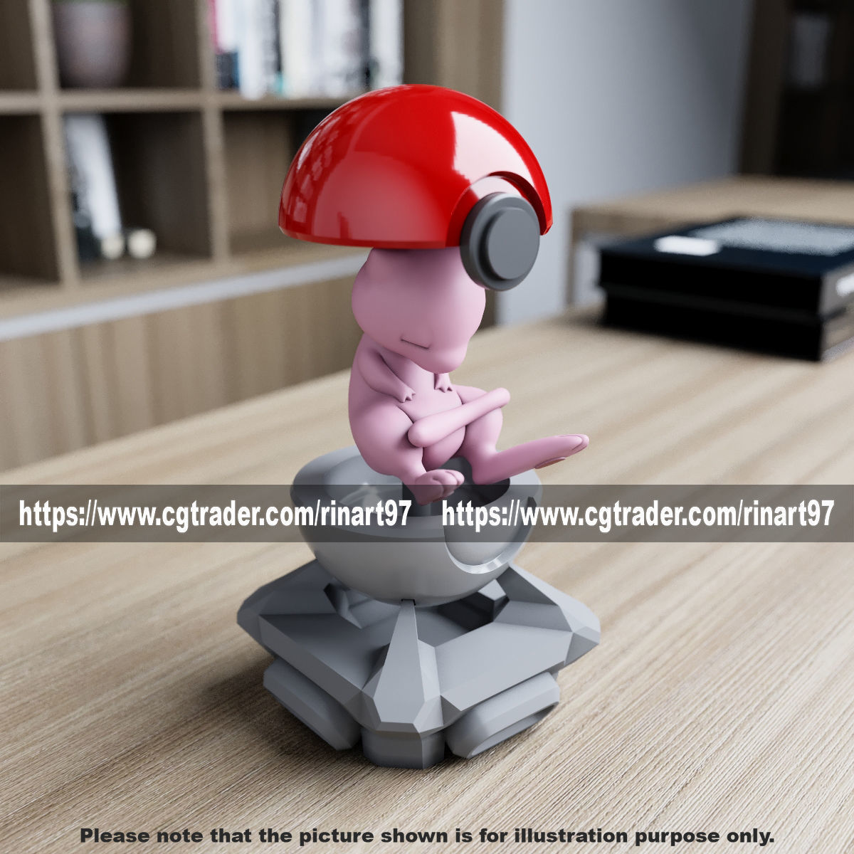 mew in the pokeball from pokemon 3D print model_11