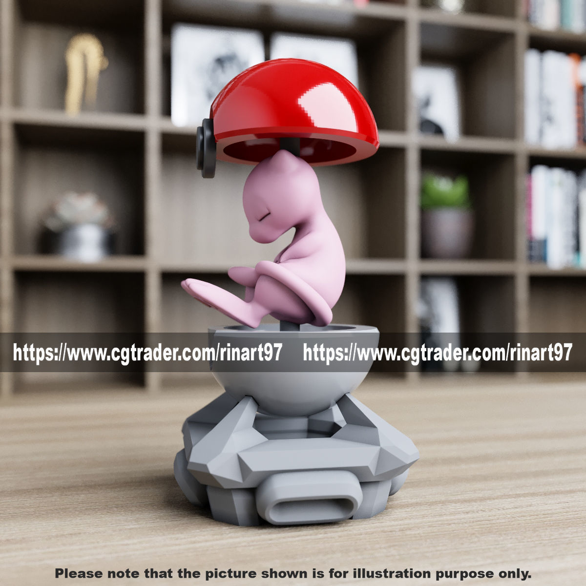 mew in the pokeball from pokemon 3D print model_8