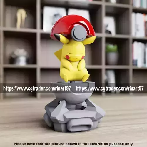 pikachu in the pokeball from pokemon 3D print model