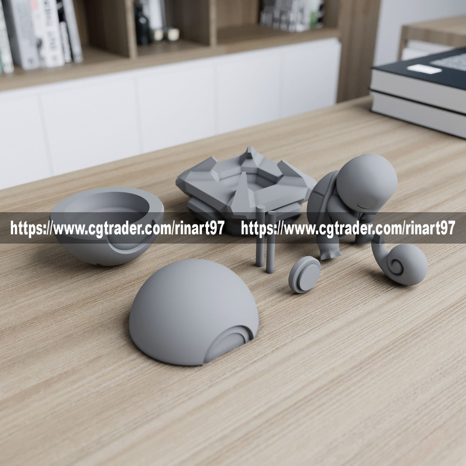 Squirtle in the pokeball from pokemon 3D print model_10