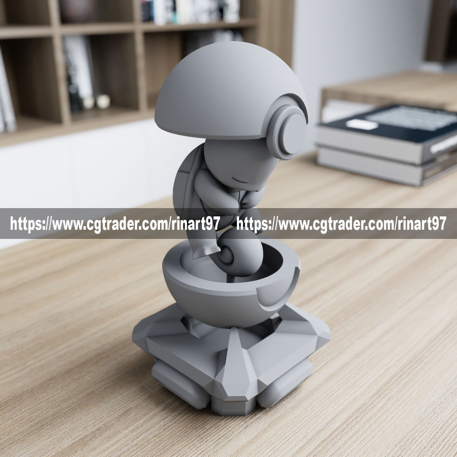 Squirtle in the pokeball from pokemon 3D print model_8