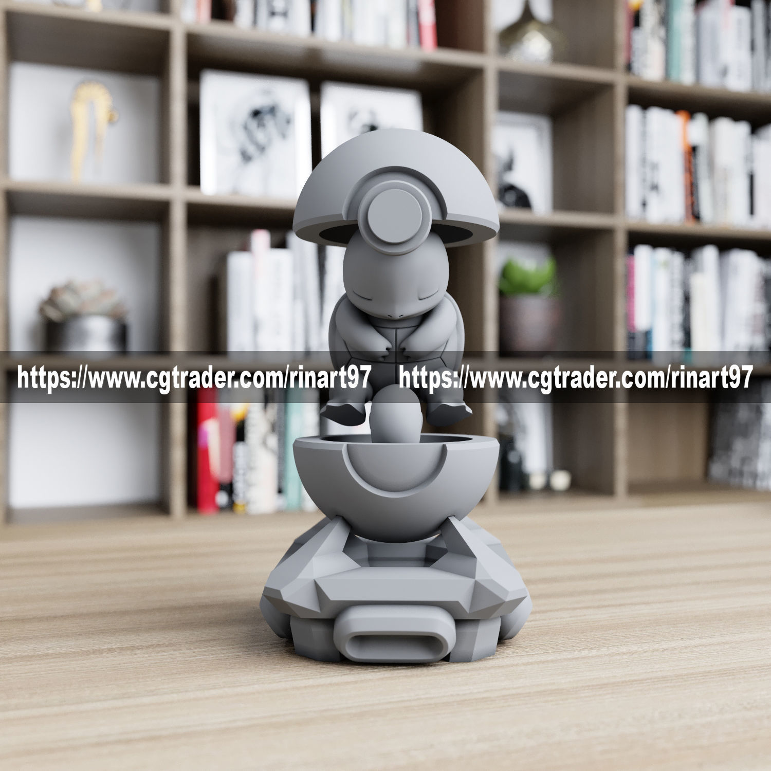 Squirtle in the pokeball from pokemon 3D print model_4