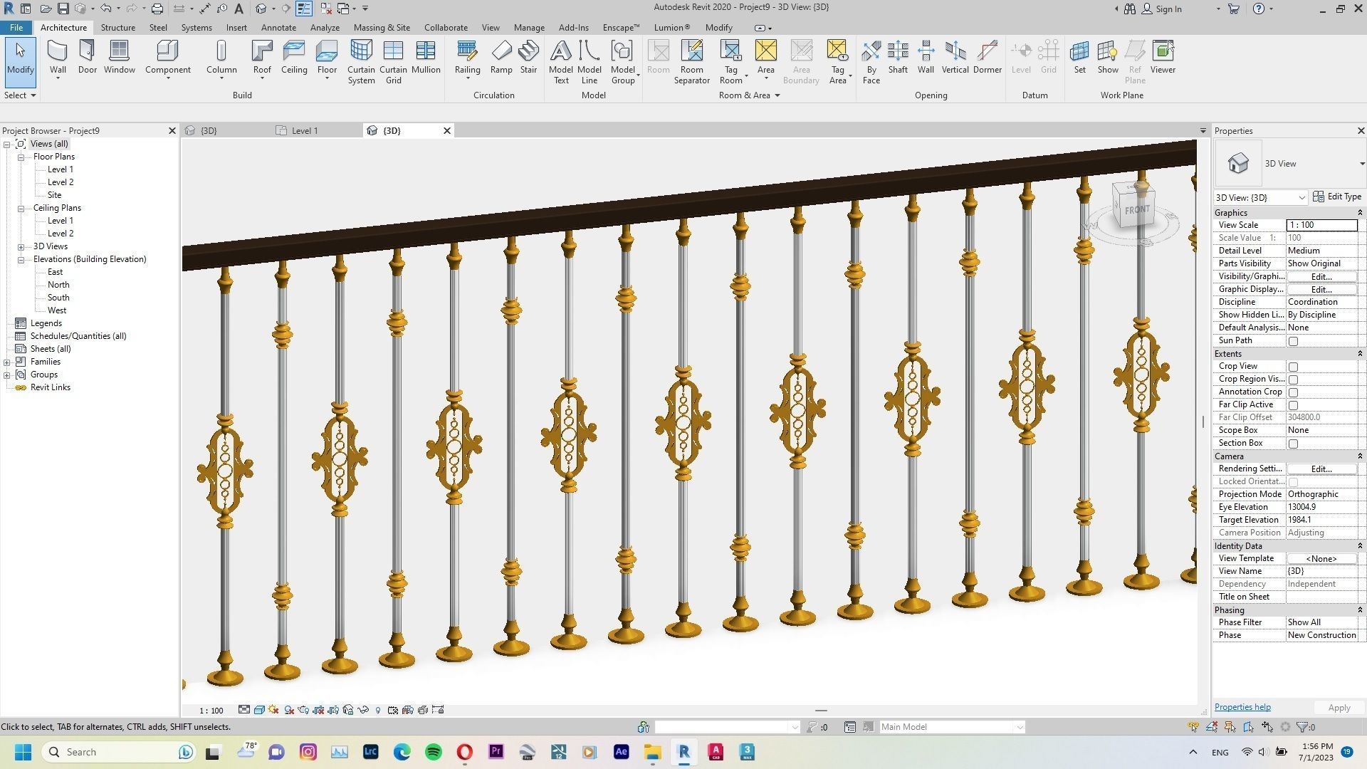Classic Railing Revit Family type 008 3D model CGTrader