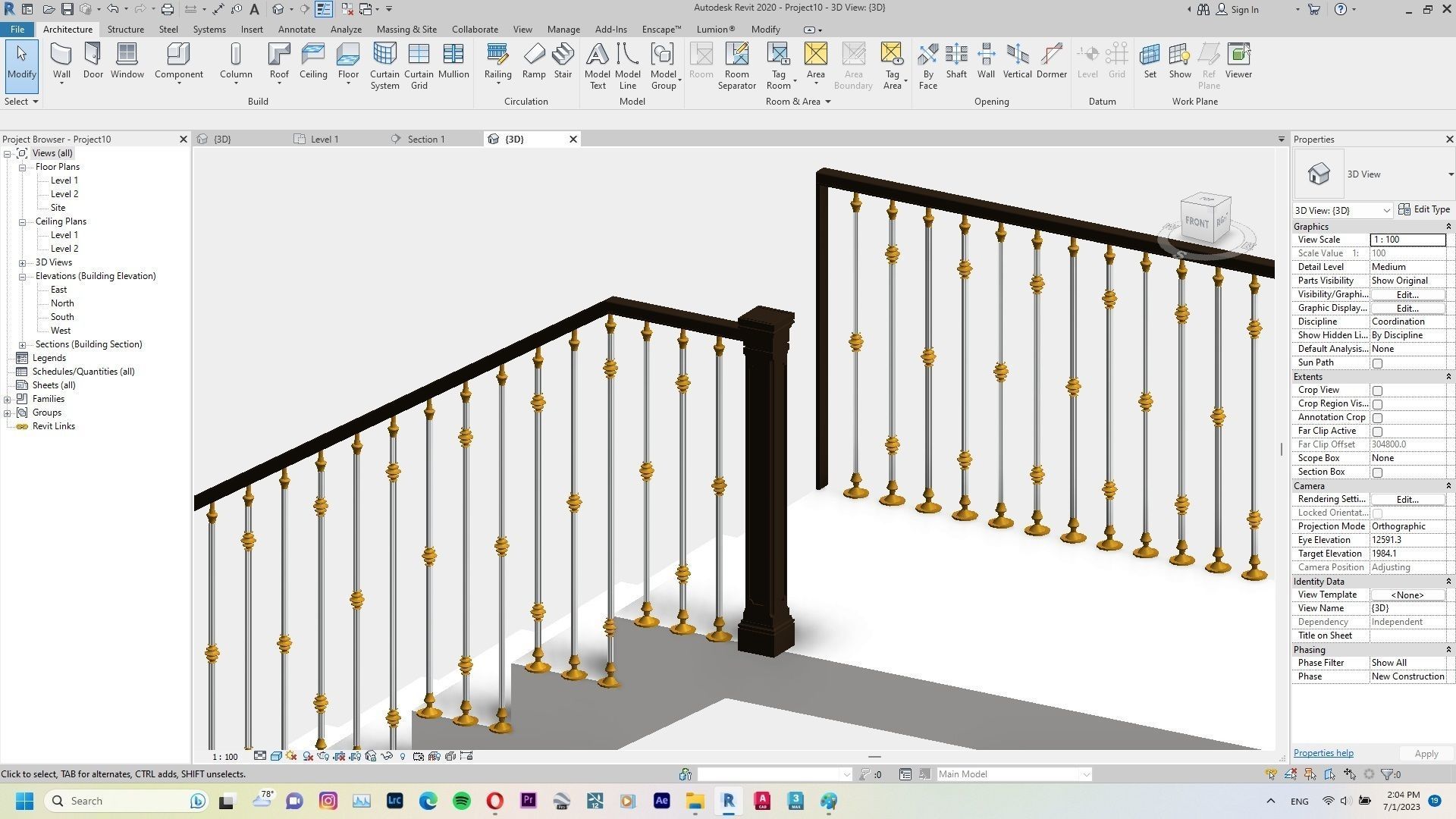 Classic Railing Revit Family type 009 3D model_2