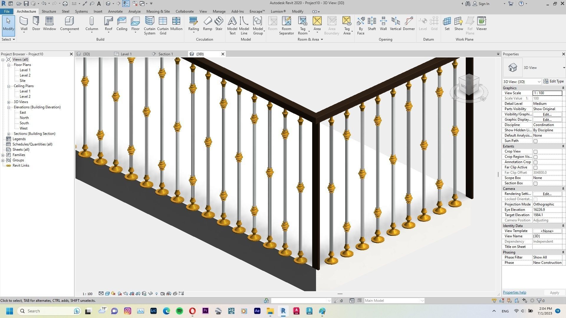Classic Railing Revit Family type 009 3D model_1