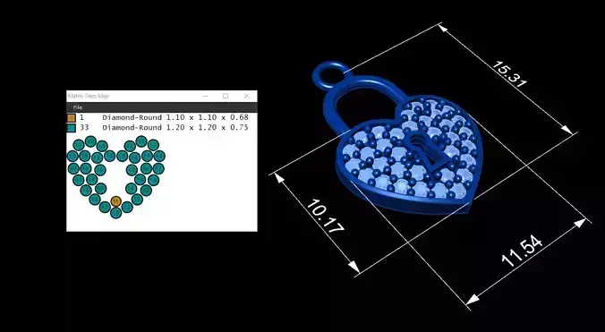 Heart and Lock 3dm stl model
