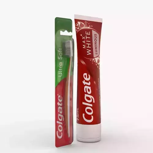Toothbrush and Toothpaste 3D model