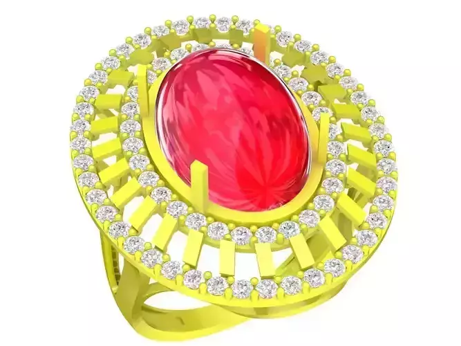 A5615 Diamond Women Ring Ruby Oval Ring 3D Model