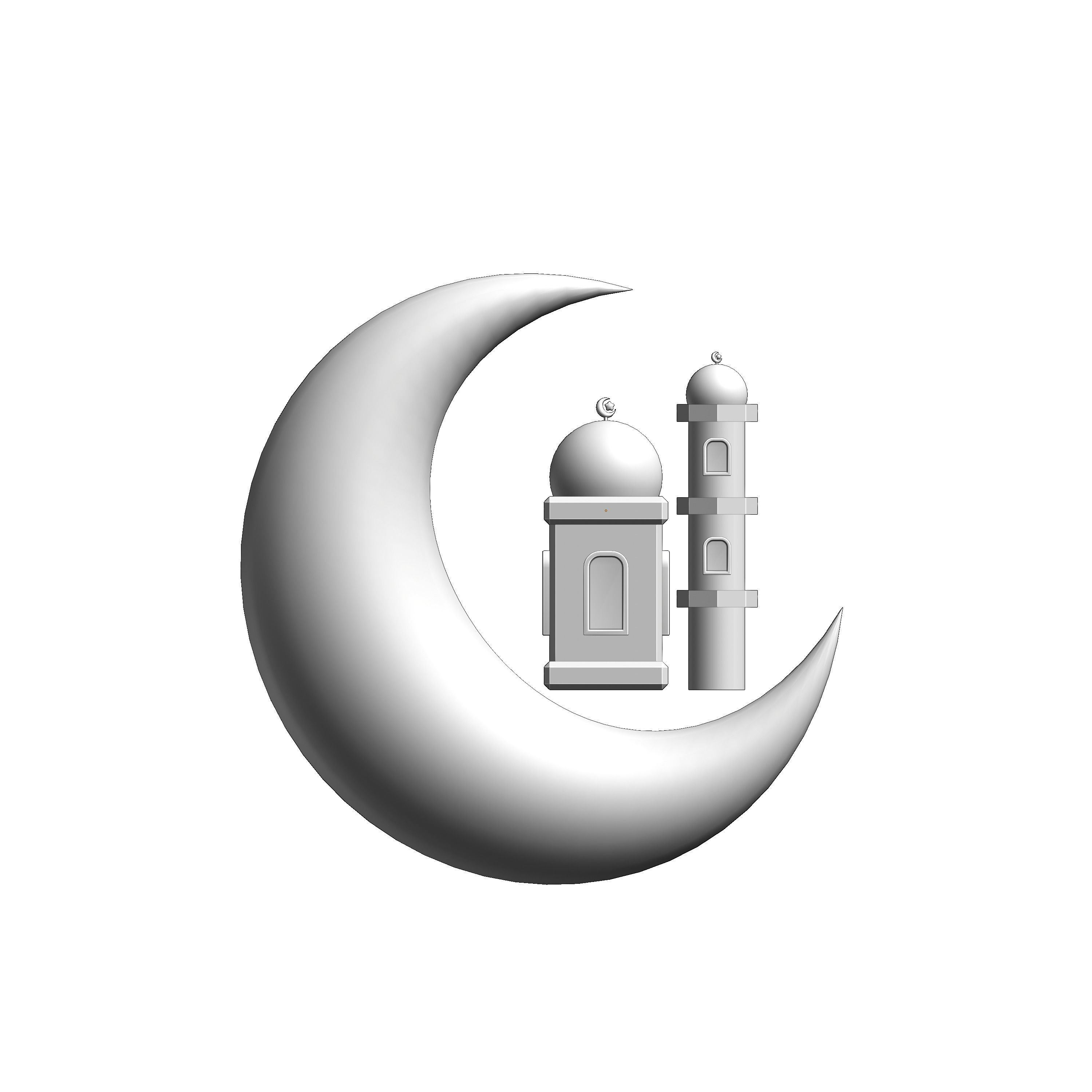 Crescent Moon and mosque doom 3D model_3