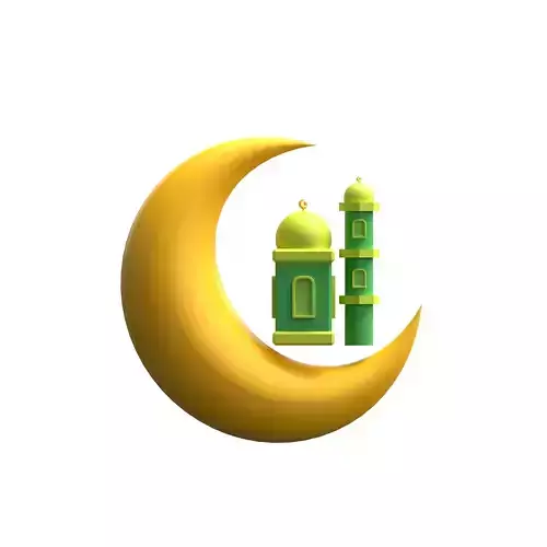 Crescent Moon and mosque doom 3D model