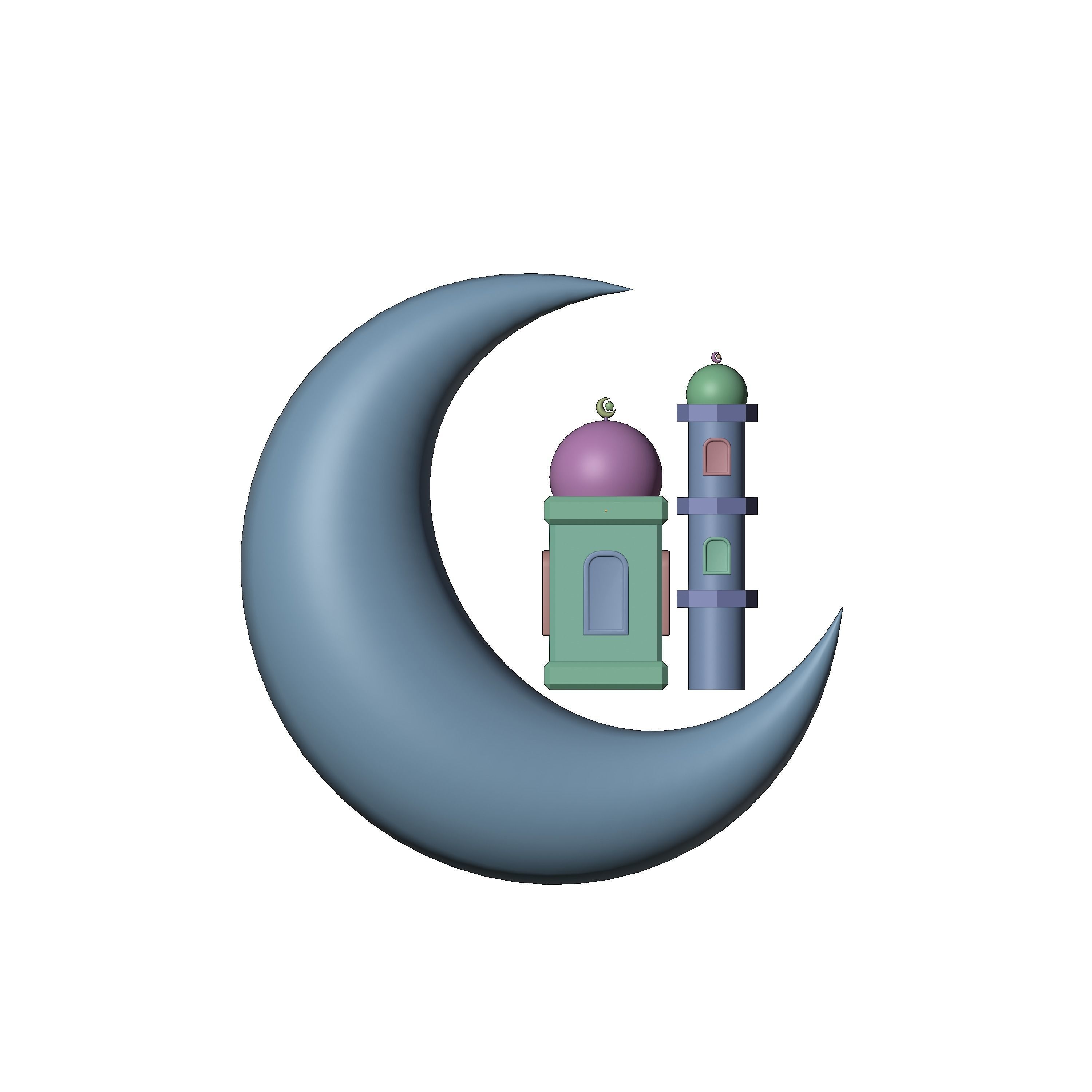 Crescent Moon and mosque doom 3D model_2