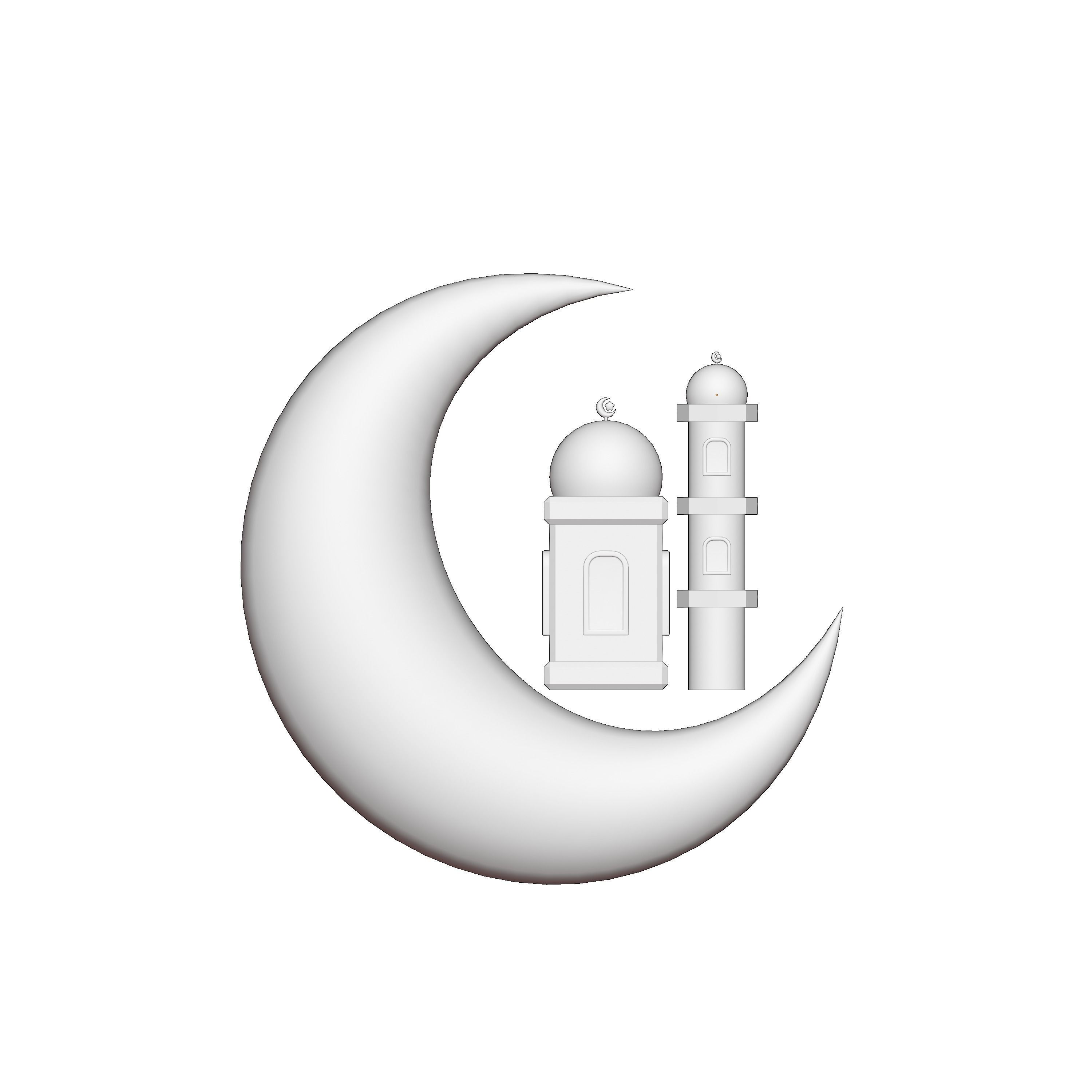 Crescent Moon and mosque doom 3D model_1