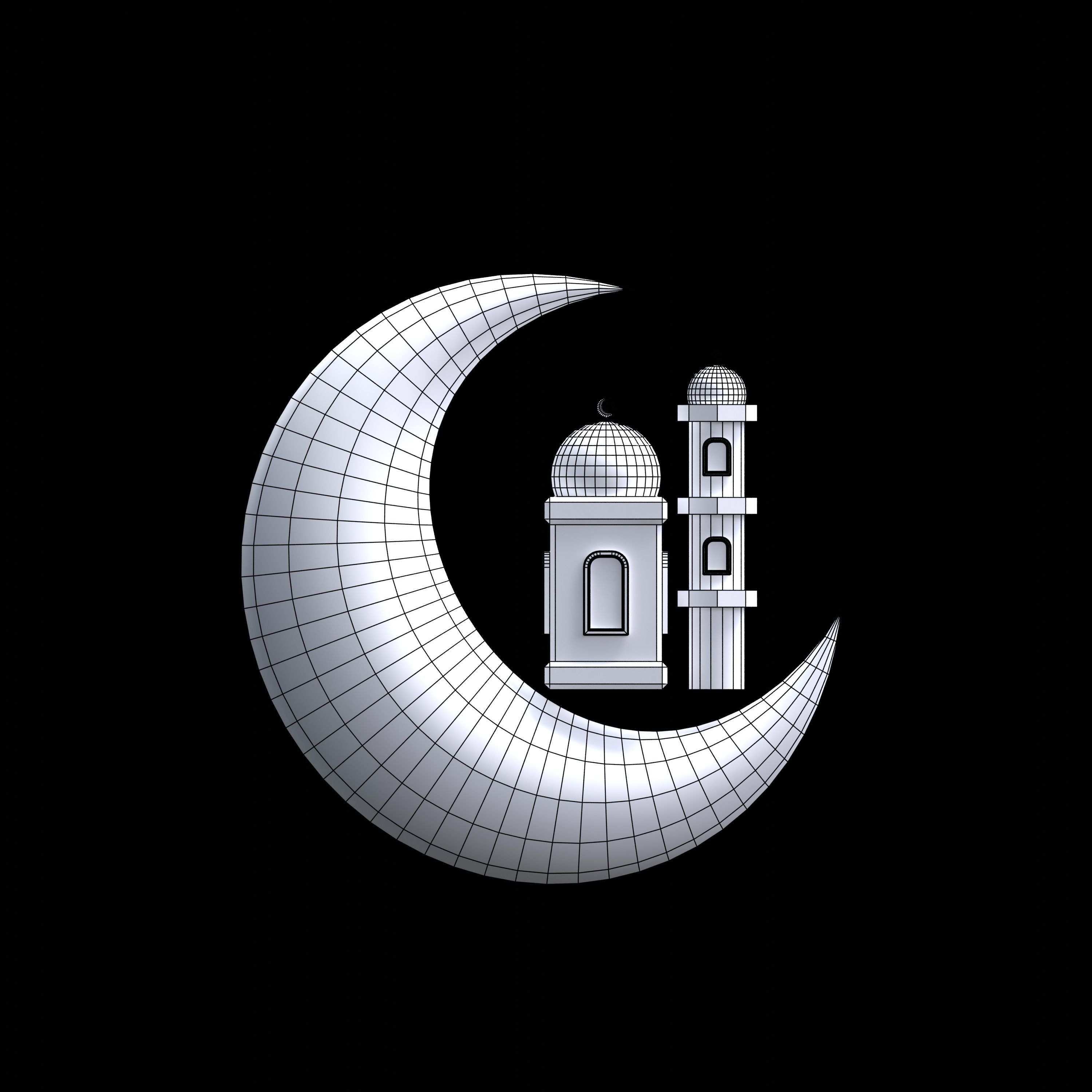 Crescent Moon and mosque doom 3D model_4