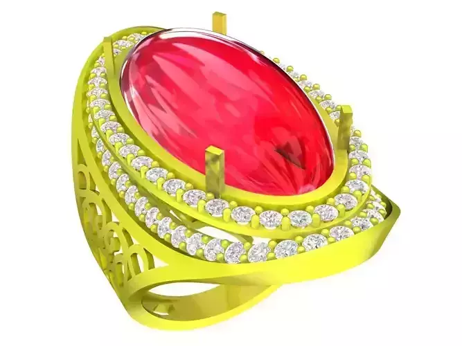 A5619 Diamond Women Ring Ruby Women Ring 3D Model