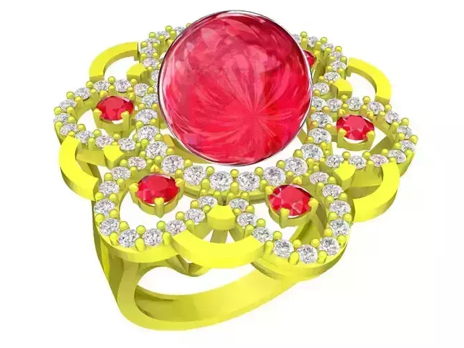 A5622 Diamond Women Ring Ruby Women Ring 3D Model