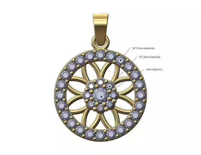 Diamond cluster and halo round pendant with bail