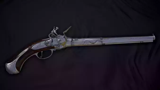 Repeating Flintlock Pistol Low-poly 3D model