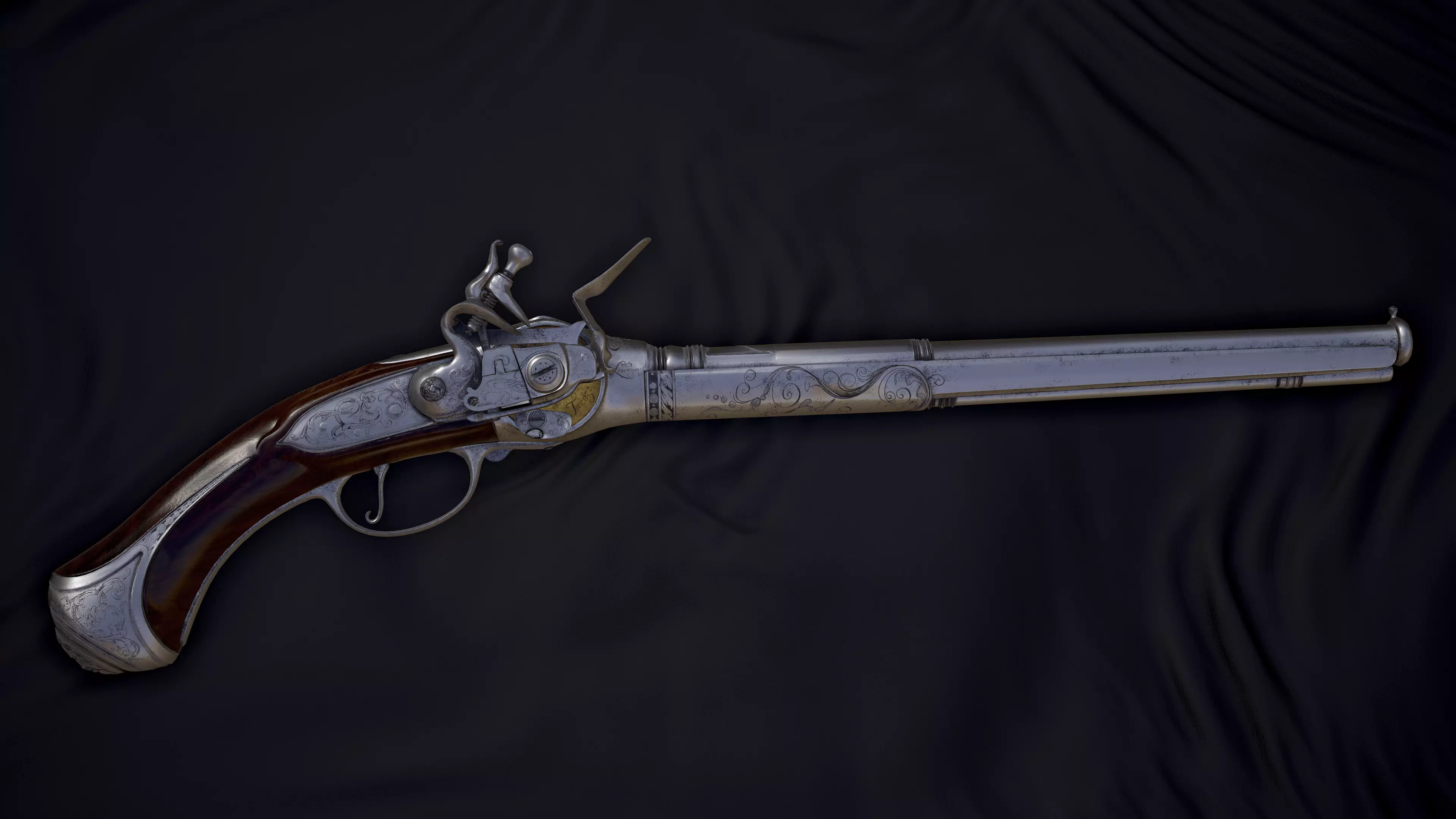 Repeating Flintlock Pistol Low-poly 3D model_0