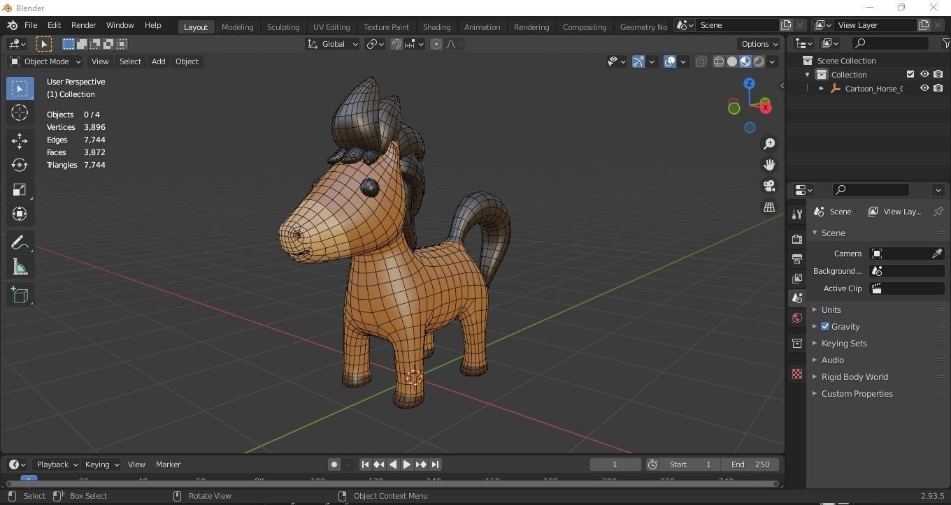 Cartoon Horse Low-poly 3D model_10