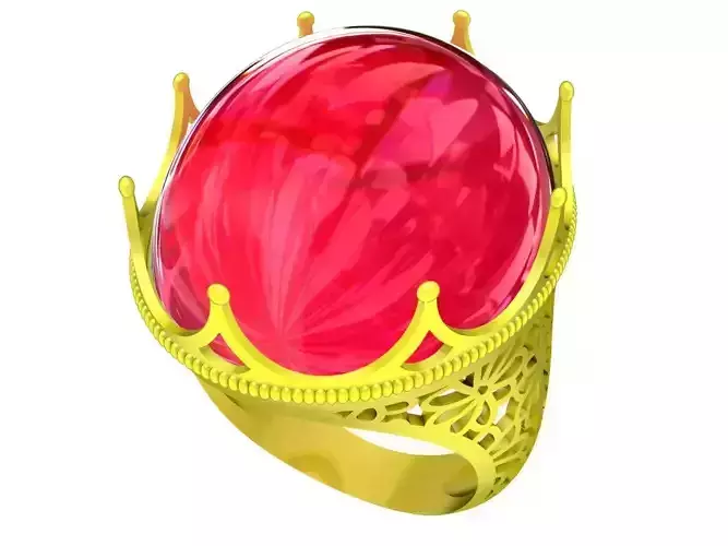 A5628 Ruby Women Ring Oval Ruby Ring 3D Model