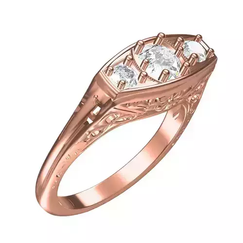 Three Stone Art Deco Ring