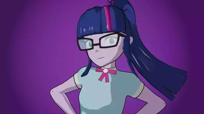 Twilight Sparkle EqG Cel-Shaded Free 3D model