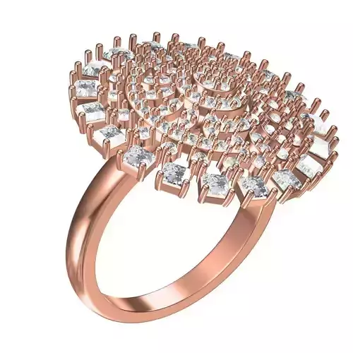 Round and Princess Diamond Cocktail Ring for Women
