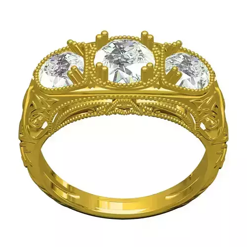 Three Stone Art Deco Ring 2