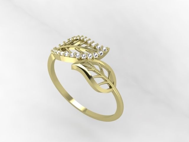 leaf ring 3D print model_6