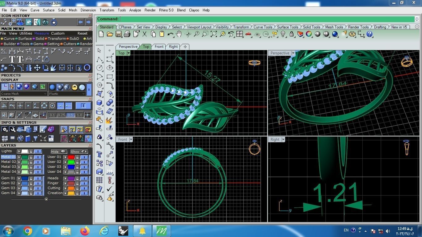 leaf ring 3D print model_3