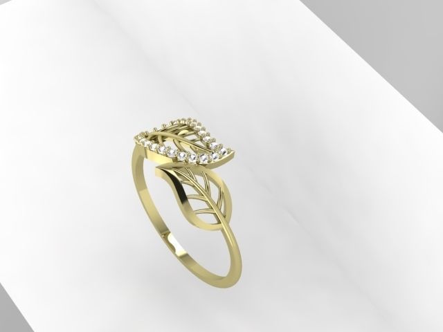 leaf ring 3D print model_1