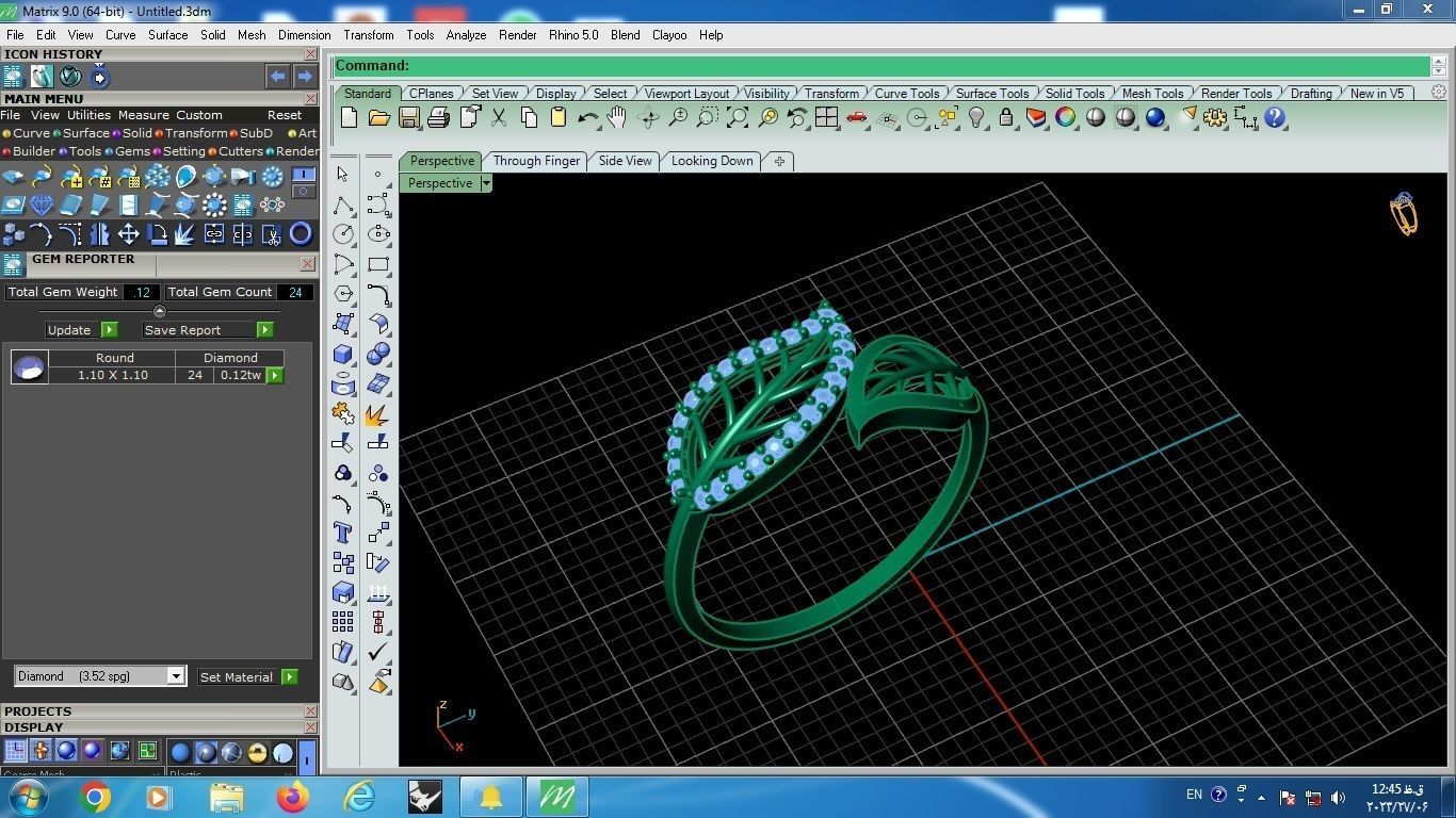 leaf ring 3D print model_8