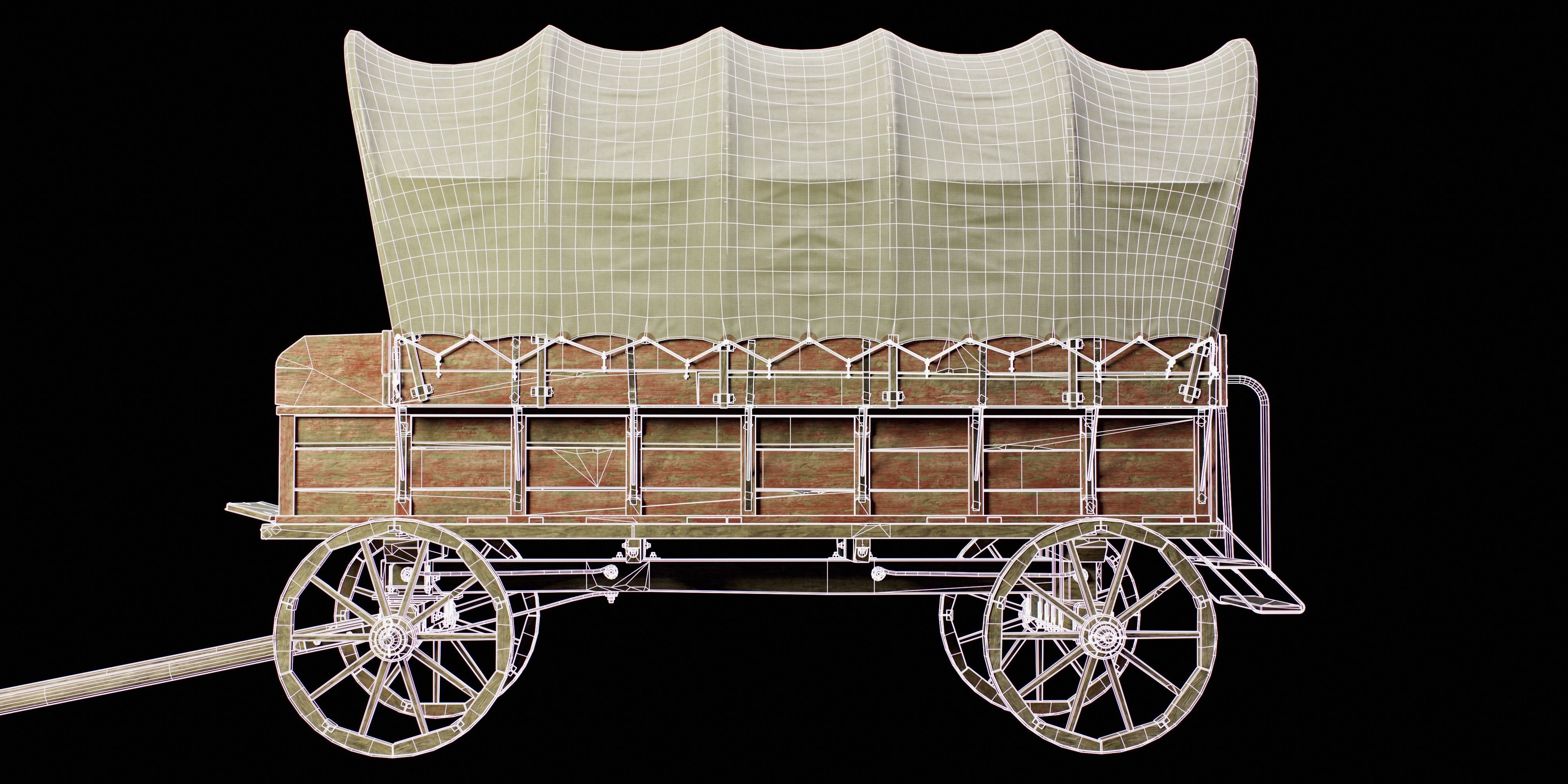 Wooden Medieval Carriage PBR Game Ready Low-poly 3D model_10