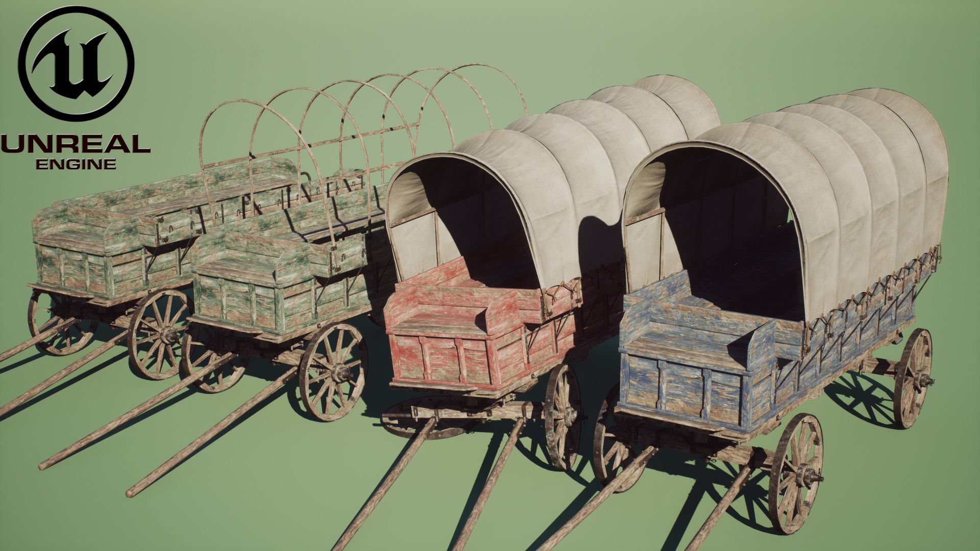 Wooden Medieval Carriage PBR Game Ready Low-poly 3D model_8