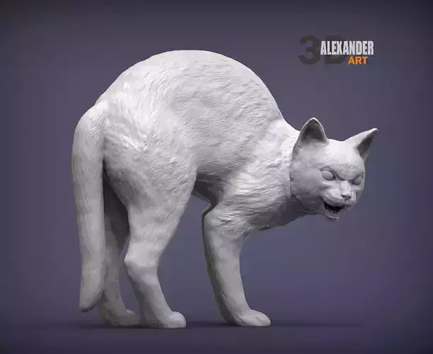 aggressive cat 3D print model