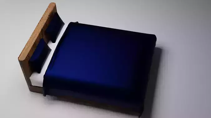 Blue Bed 3D Model - Best Bed 3D Model For Living Room