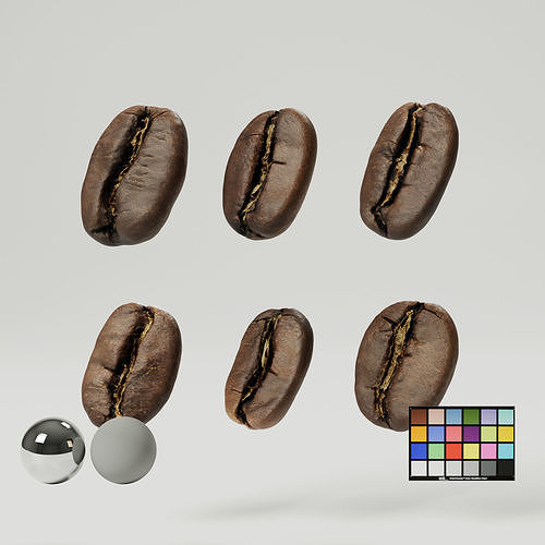 Coffee Beans Low-poly 3D model 2