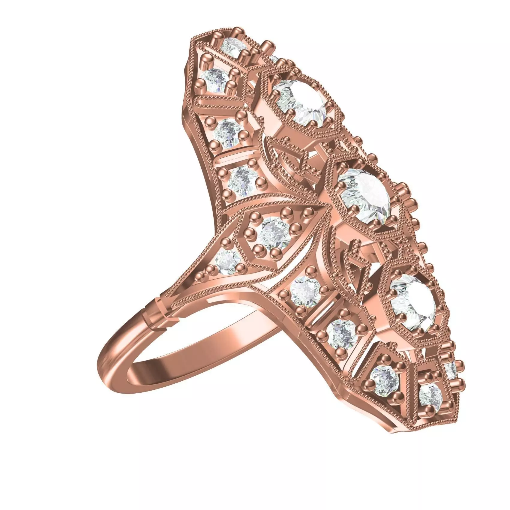 Antique Art Deco Filigree Engagement Ring 3 3D print model