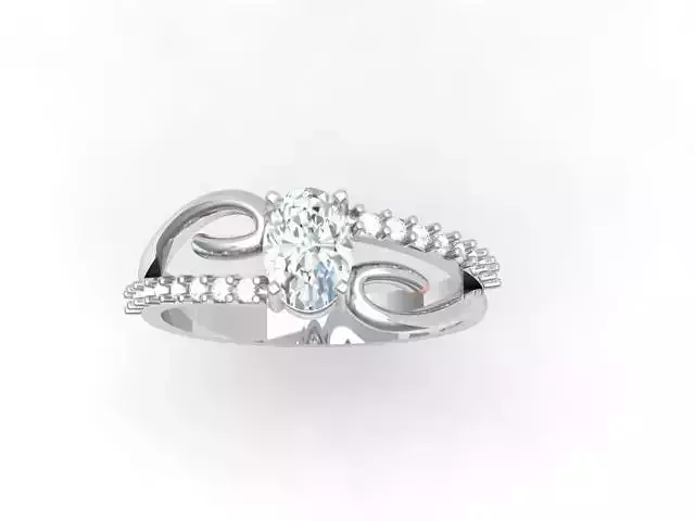 Birthstone Oval Ring 3D print model