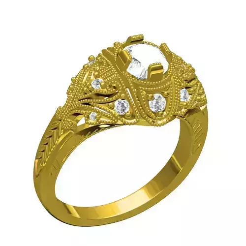 Unique Vintage Style Filigree Engagement Ring