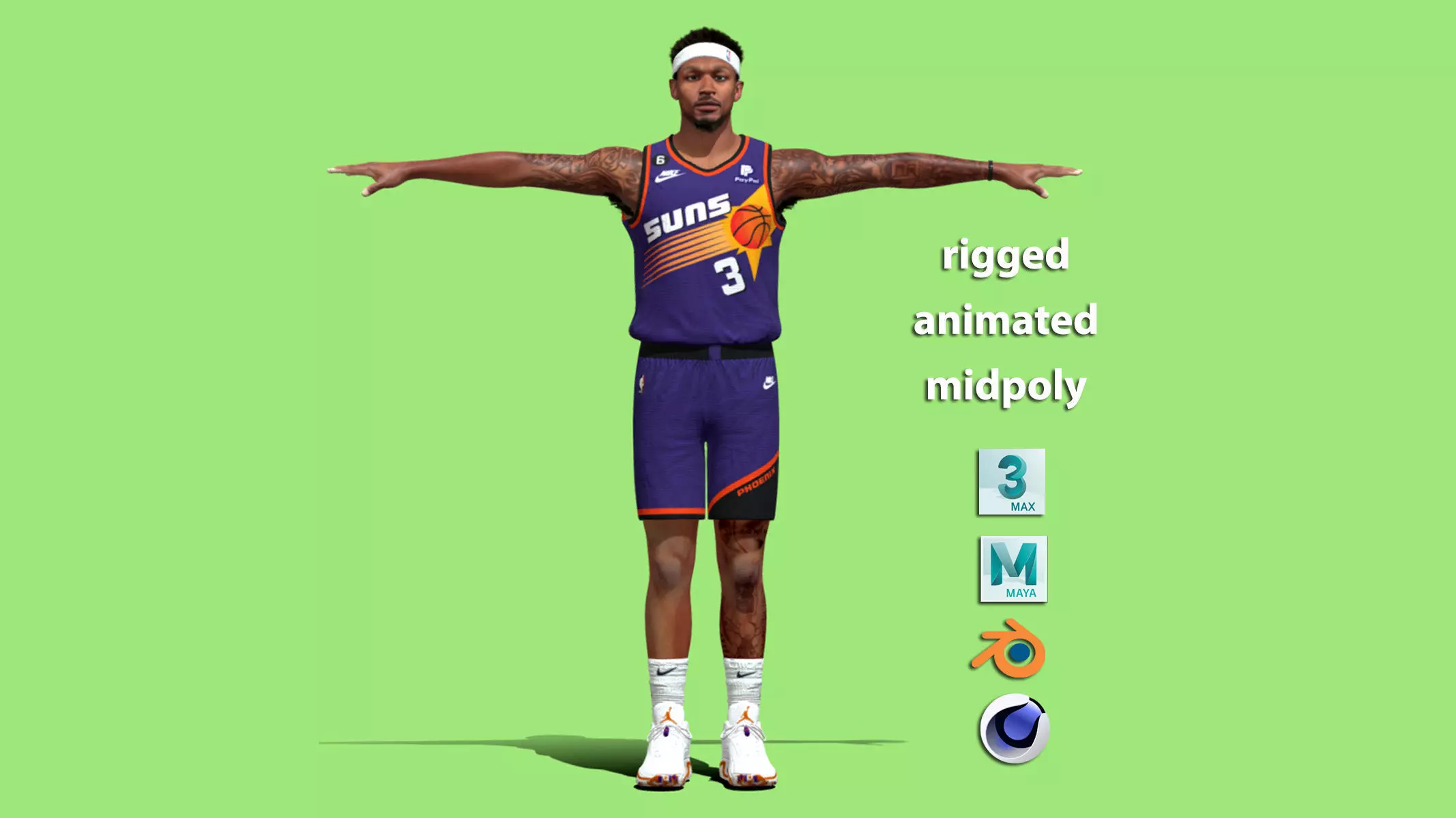 T-Pose Bradley Beal Phoenix Suns NBA 3D model_0