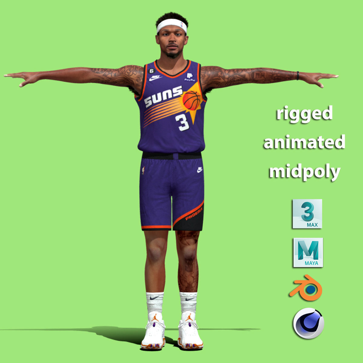 T-Pose Bradley Beal Phoenix Suns NBA 3D model_2