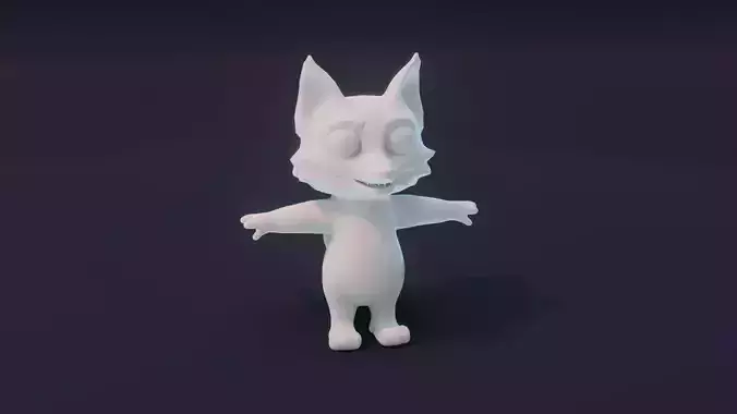 Cartoon Fox Animated and Rigged Base Mesh 3D Model Low-poly 3D model