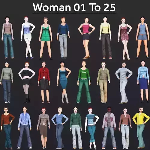 Woman 1 To 25 With 52 Animations 32 Morphs