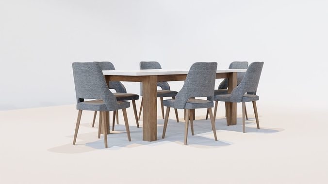 Dining Table Set 3D model 3D model