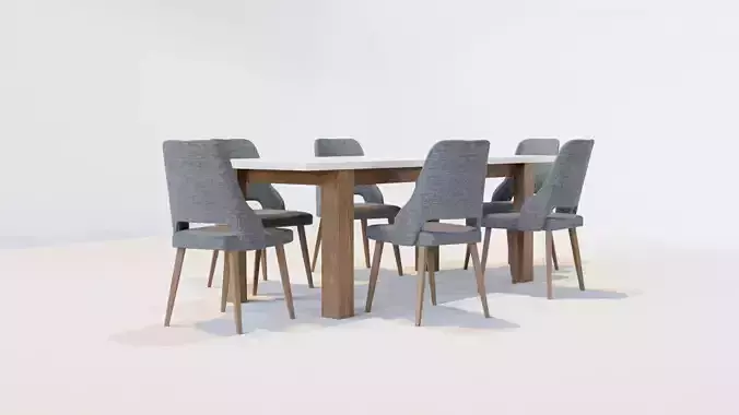 Dining Table Set 3D model 3D model