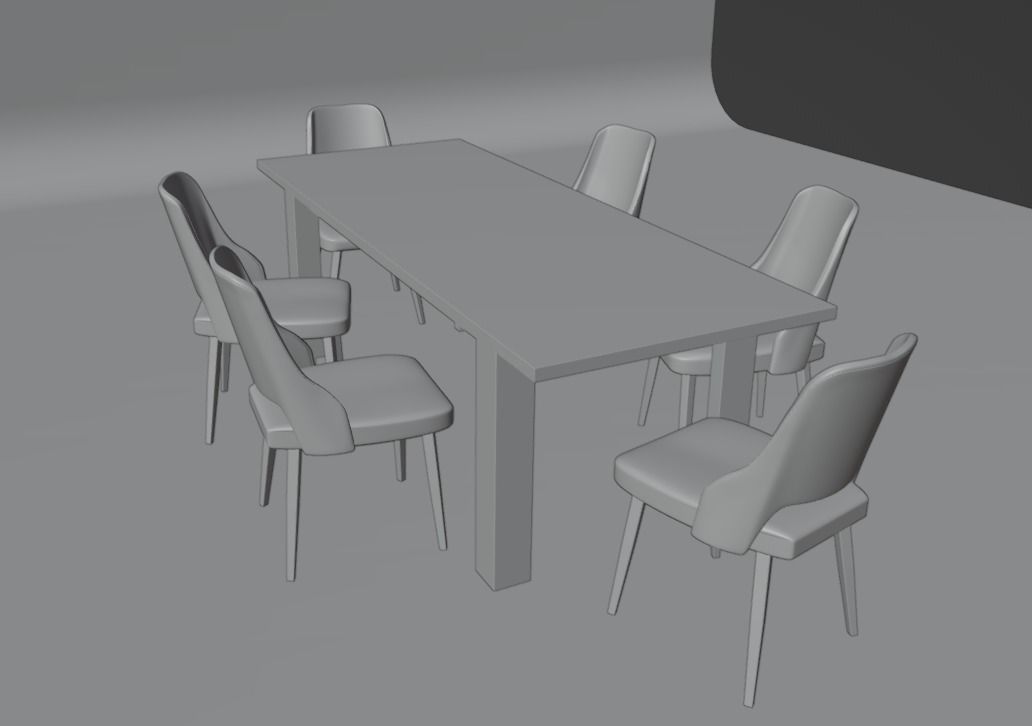 Dining Table Set 3D model 3D model_1