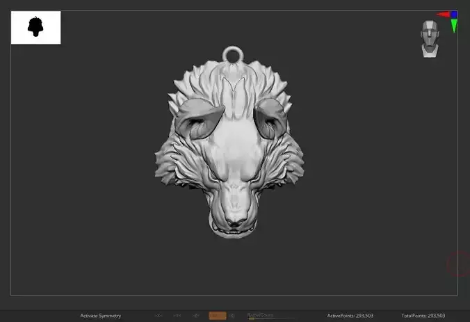 wolf pendant 3d print model
